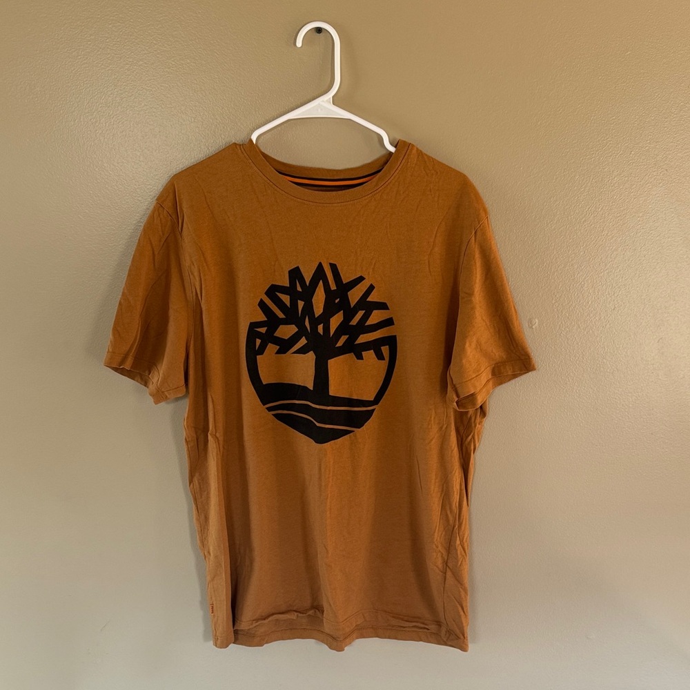 Timberland Men's Rust T-Shirt with Black Logo